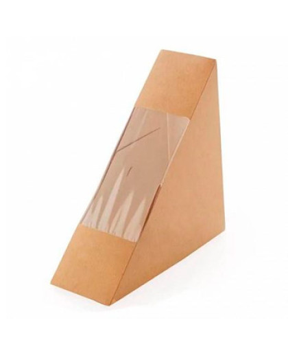  Коробка  DoEco 130мм*130мм*60мм, Eco SANDWICH 60, с окном, под сэндвич, корич.